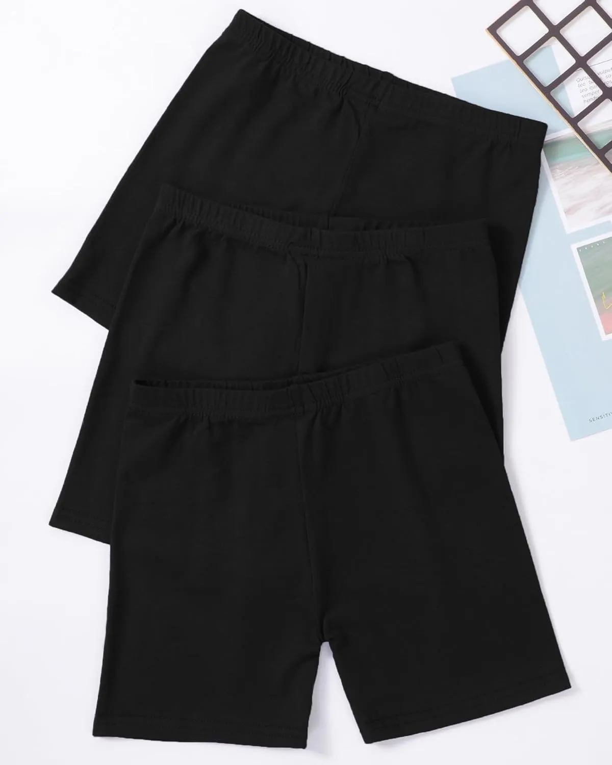 3 Pack Girls Bike Shorts Cartwheel Shorts Kids Basic Cotton Under Dress Shorts Biker Shorts for Running Dance