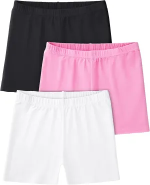 3 Pack Girls Bike Shorts Cartwheel Shorts Kids Basic Cotton Under Dress Shorts Biker Shorts for Running Dance