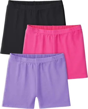 3 Pack Girls Bike Shorts Cartwheel Shorts Kids Basic Cotton Under Dress Shorts Biker Shorts for Running Dance