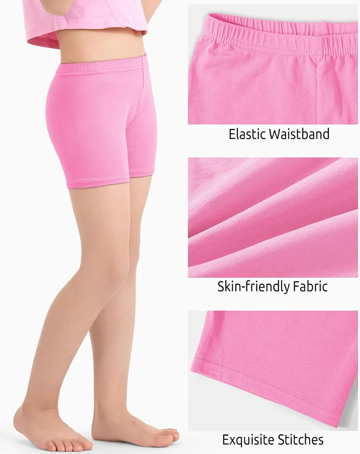 3 Pack Girls Bike Shorts Cartwheel Shorts Kids Basic Cotton Under Dress Shorts Biker Shorts for Running Dance