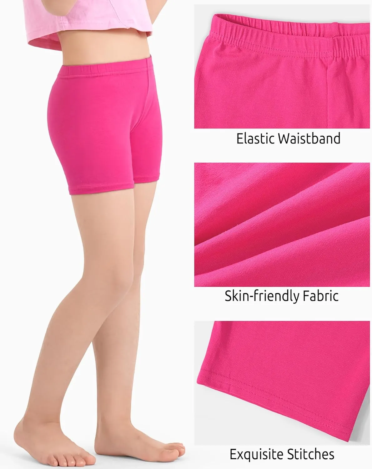 3 Pack Girls Bike Shorts Cartwheel Shorts Kids Basic Cotton Under Dress Shorts Biker Shorts for Running Dance