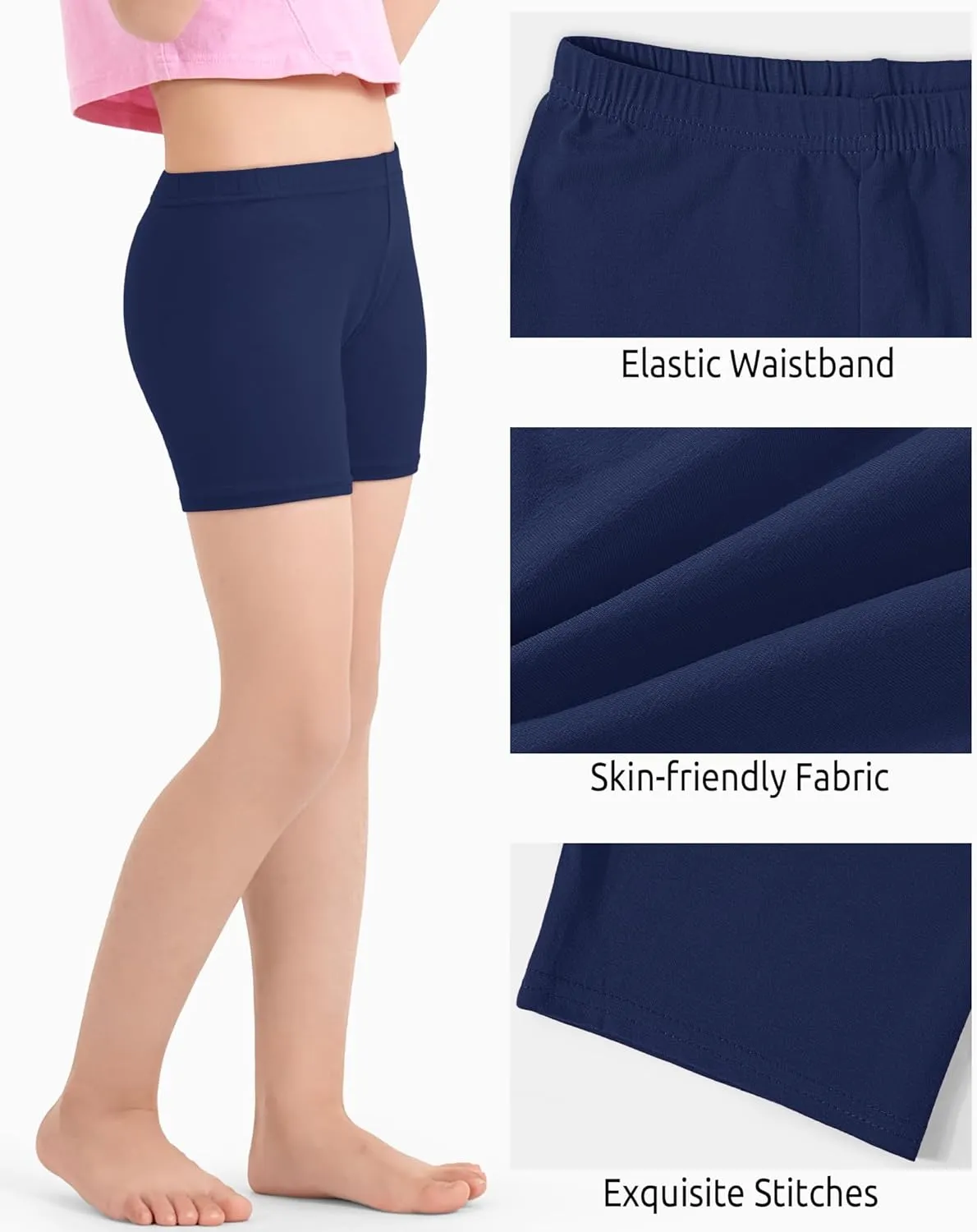 3 Pack Girls Bike Shorts Cartwheel Shorts Kids Basic Cotton Under Dress Shorts Biker Shorts for Running Dance