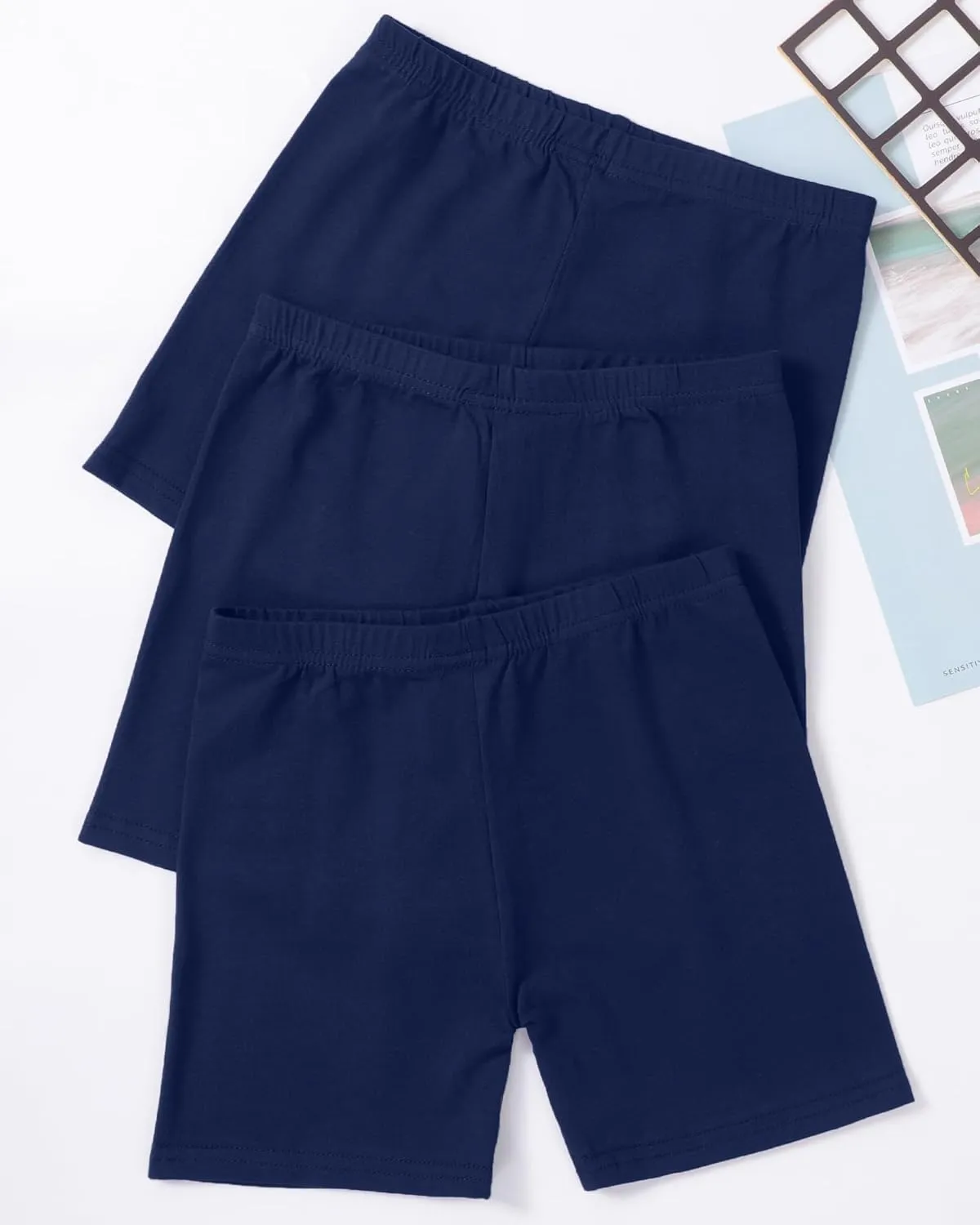 3 Pack Girls Bike Shorts Cartwheel Shorts Kids Basic Cotton Under Dress Shorts Biker Shorts for Running Dance