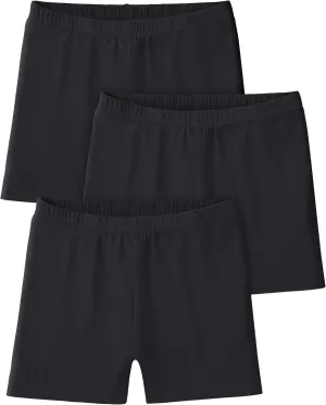 3 Pack Girls Bike Shorts Cartwheel Shorts Kids Basic Cotton Under Dress Shorts Biker Shorts for Running Dance