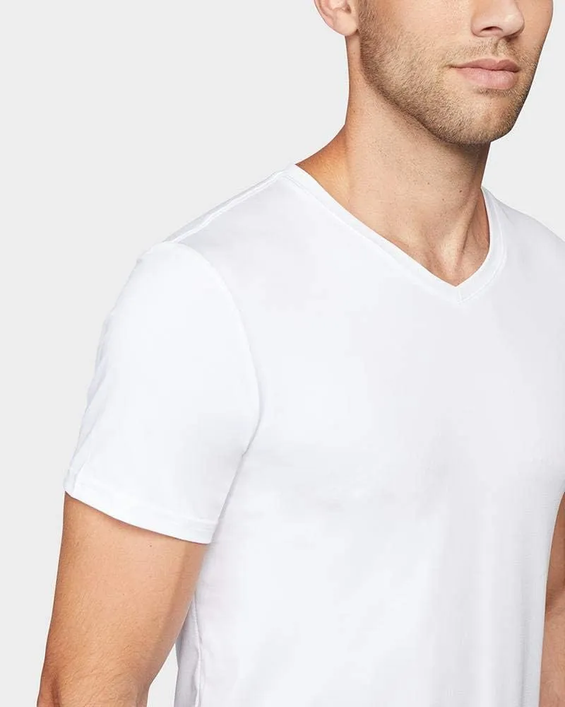 32 Degrees Mens 4 Pack Cool V-Neck T-Shirt | Anti-Odor | Quick Drying | 4-Way Stretch