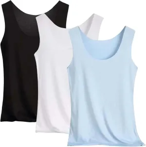 3PCS Women's Workout Tank Tops in Ice Silk Quick Dry Sleeveless Basic Undershirt Casual Workout Scoop Neck Outfits