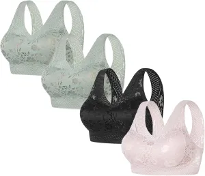 4 Pack Women's Orthopedic Anti-Sagging Bras Sexy Comfy Push Up Posture Correcting Bralette Breathable Everyday Bras