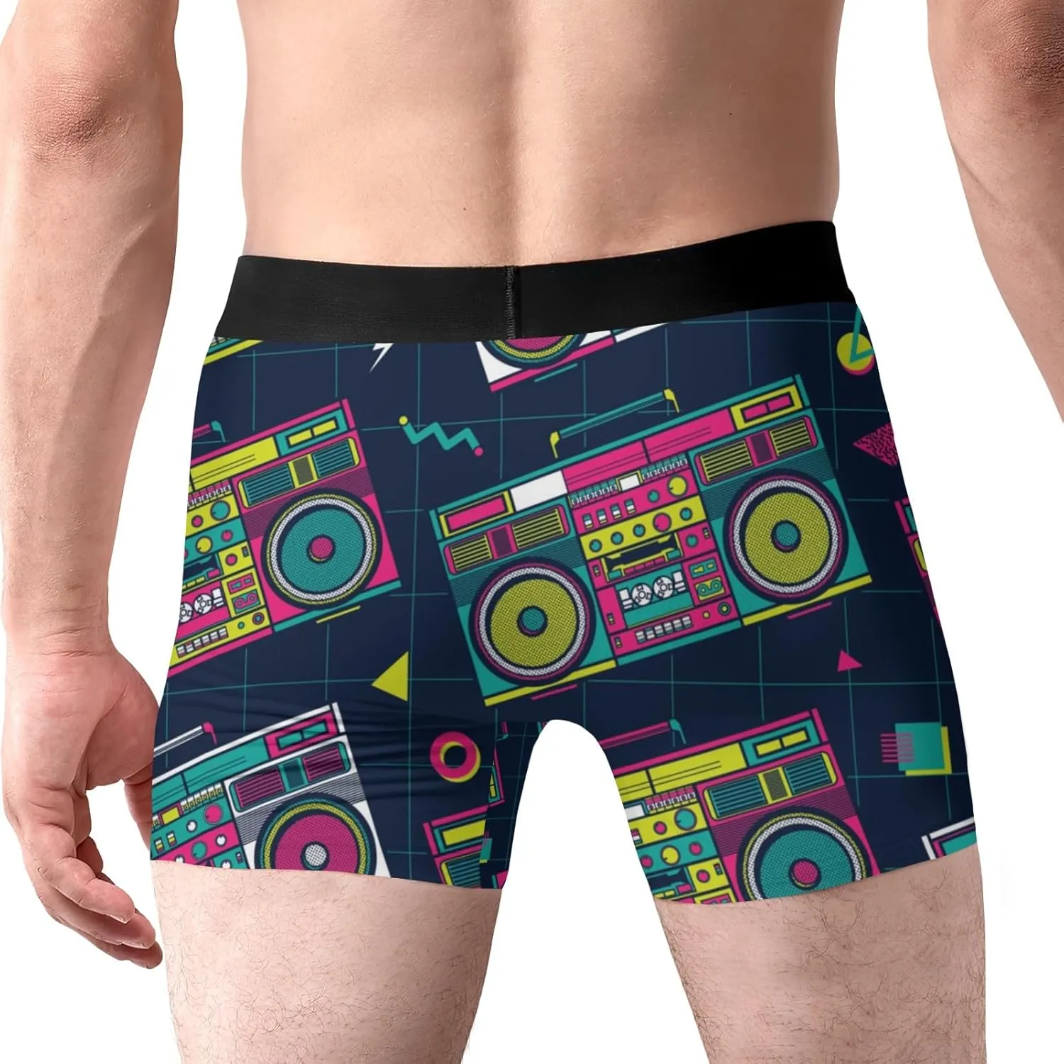 80S Retro Radios Men's Boxer Briefs Underwear Soft Breathable Shorts XS