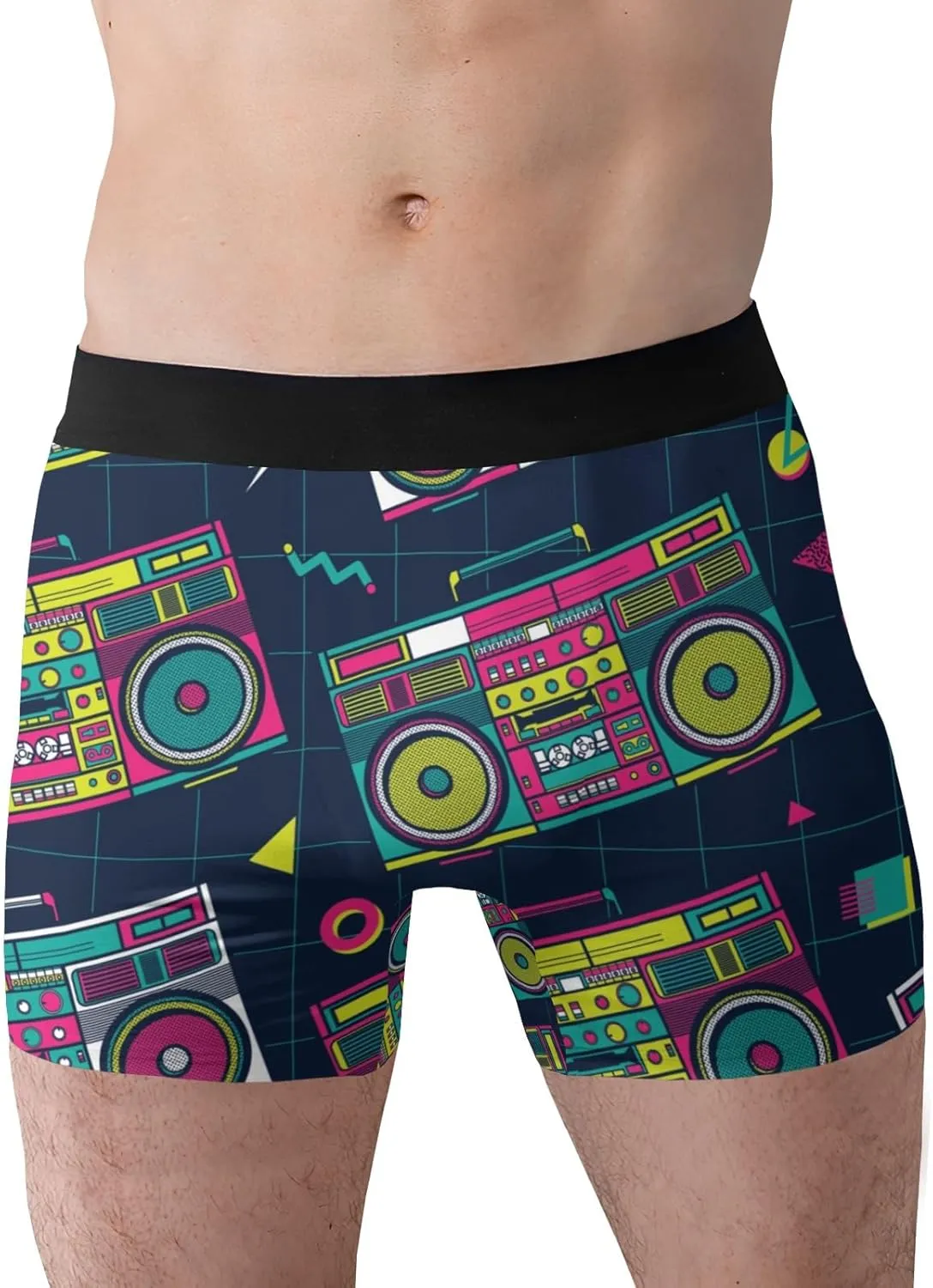 80S Retro Radios Men's Boxer Briefs Underwear Soft Breathable Shorts XS