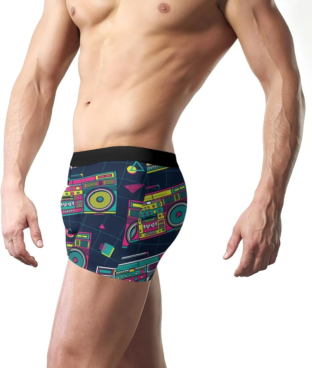 80S Retro Radios Men's Boxer Briefs Underwear Soft Breathable Shorts XS