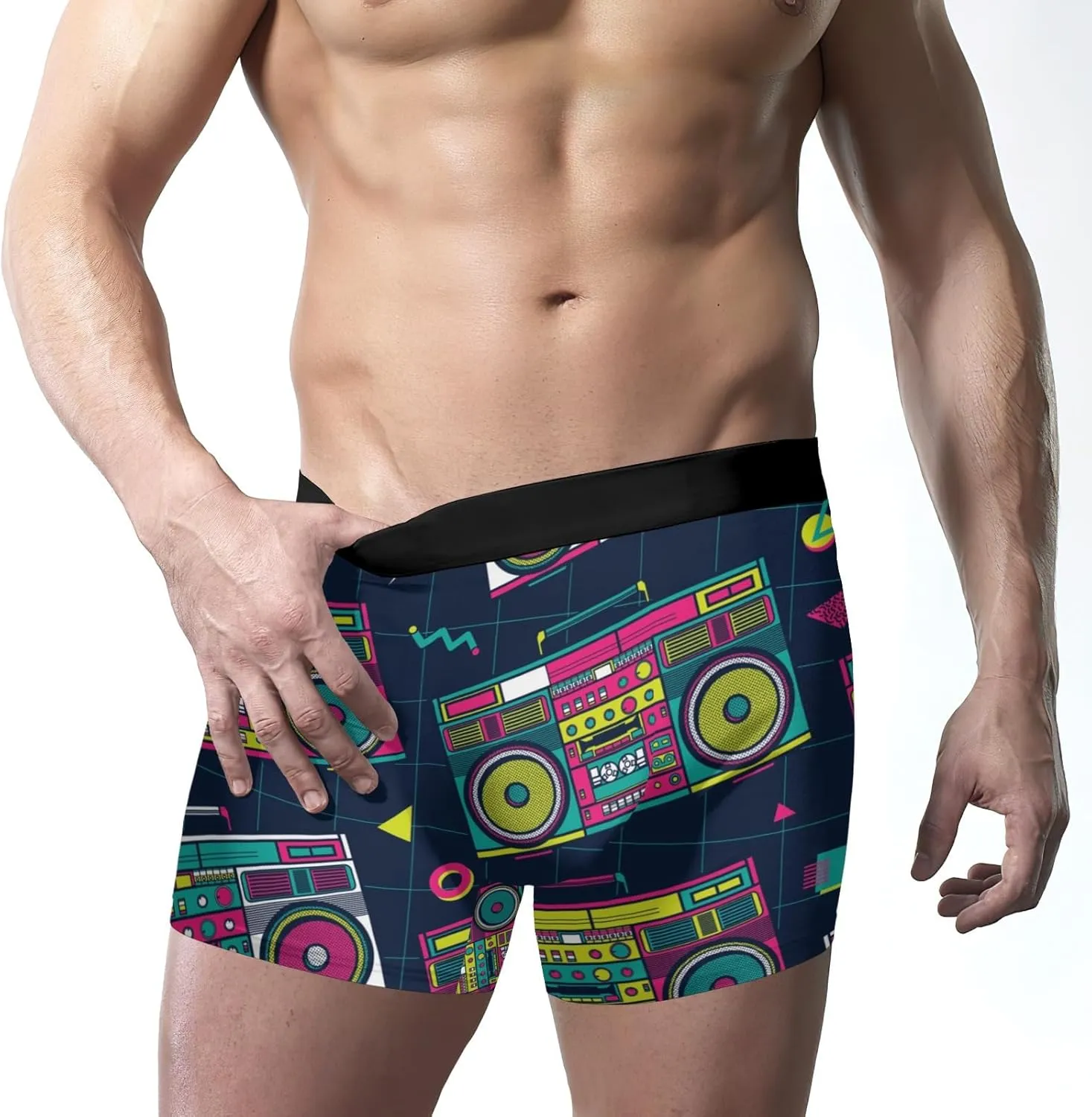 80S Retro Radios Men's Boxer Briefs Underwear Soft Breathable Shorts XS