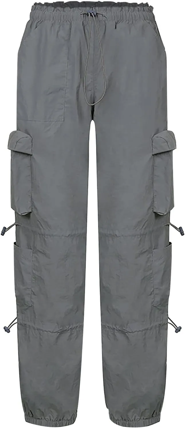 Adjustable Straight Fit Cargo Pants High Waist Baggy Hiking Pant with Multi Pockets Women Wide Leg Trousers