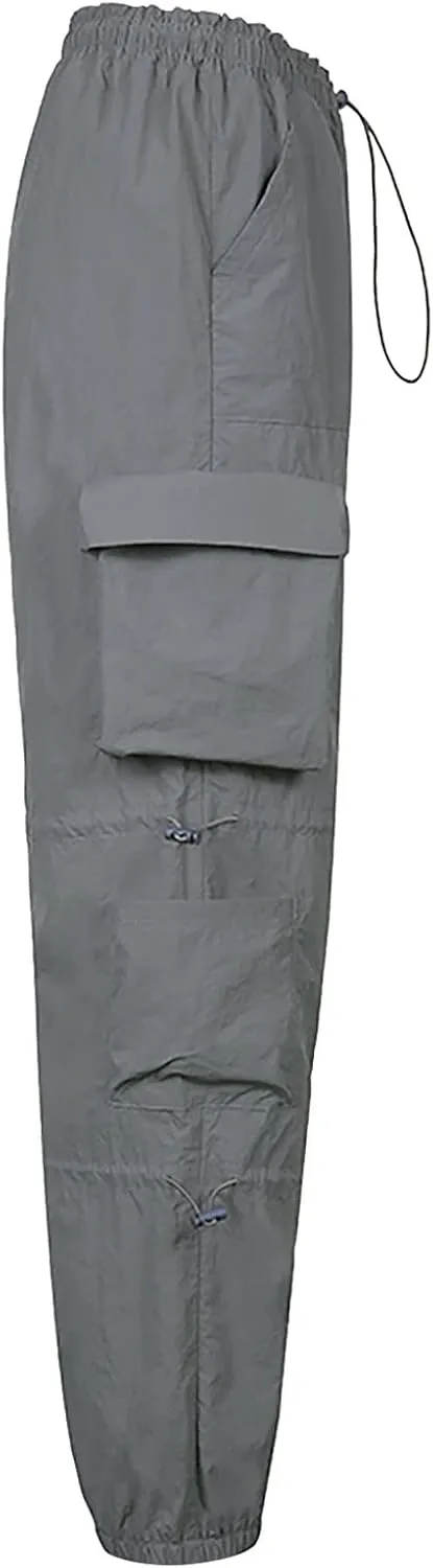 Adjustable Straight Fit Cargo Pants High Waist Baggy Hiking Pant with Multi Pockets Women Wide Leg Trousers