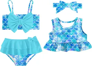 Ahegao 6M-3T Baby Girls Swimsuits for Toddlers Kids 3pcs Bathing Suits Bikini