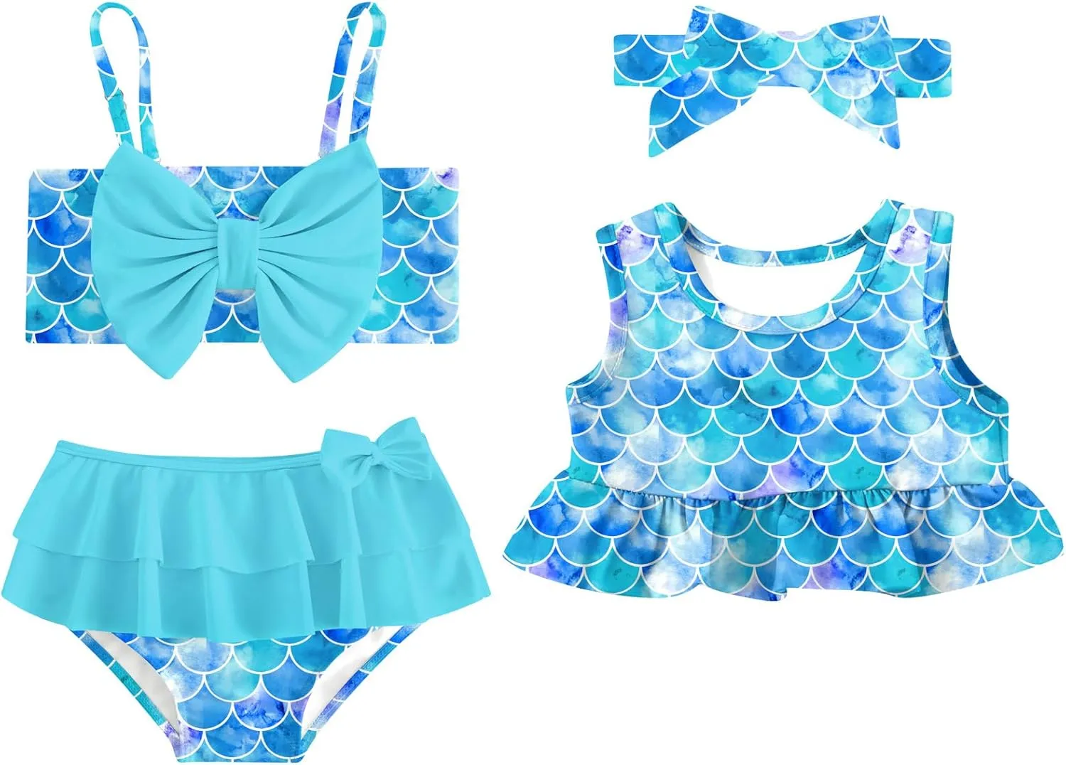 Ahegao 6M-3T Baby Girls Swimsuits for Toddlers Kids 3pcs Bathing Suits Bikini