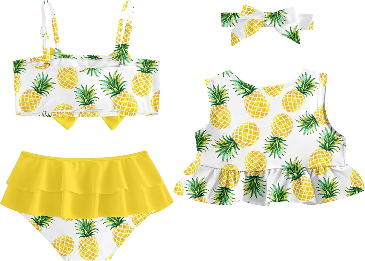 Ahegao 6M-3T Baby Girls Swimsuits for Toddlers Kids 3pcs Bathing Suits Bikini