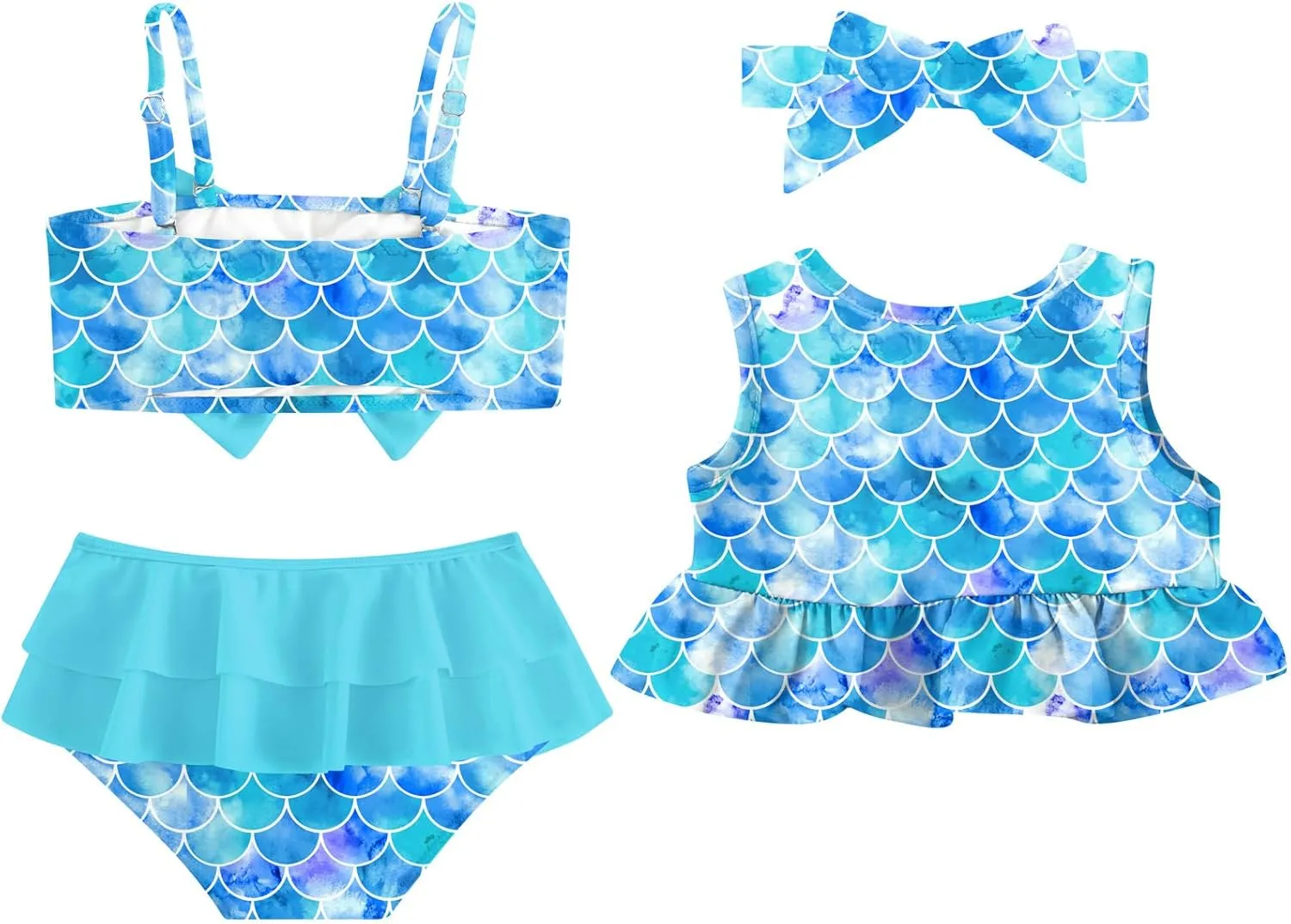 Ahegao 6M-3T Baby Girls Swimsuits for Toddlers Kids 3pcs Bathing Suits Bikini