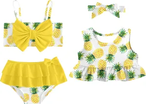 Ahegao 6M-3T Baby Girls Swimsuits for Toddlers Kids 3pcs Bathing Suits Bikini