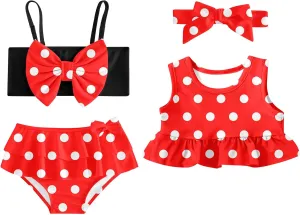 Ahegao 6M-3T Baby Girls Swimsuits for Toddlers Kids 3pcs Bathing Suits Bikini