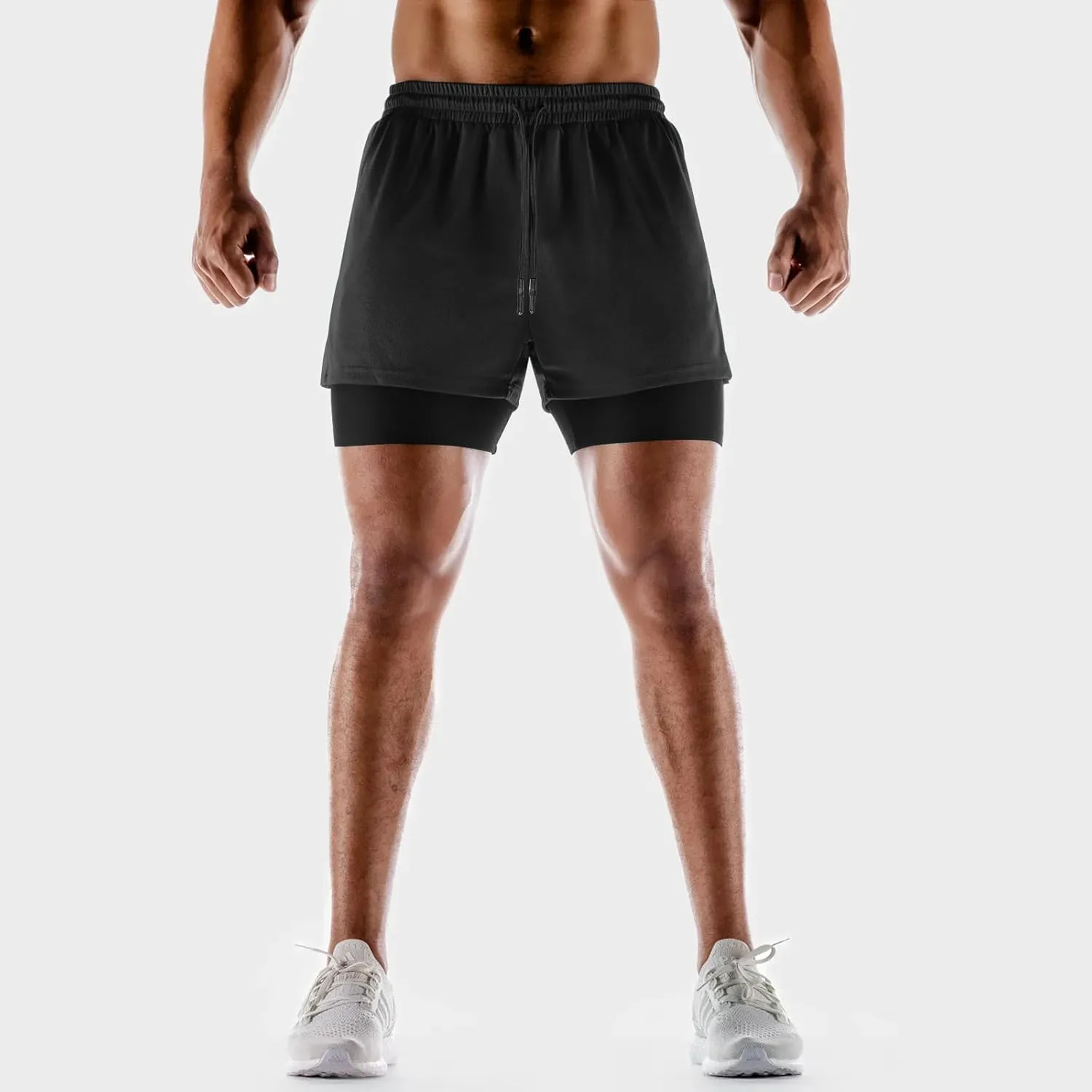 Aolesy Men's 2 in 1 Running Shorts Quick Dry Gym Shorts 5" Athletic Shorts Workout Shorts with Pockets
