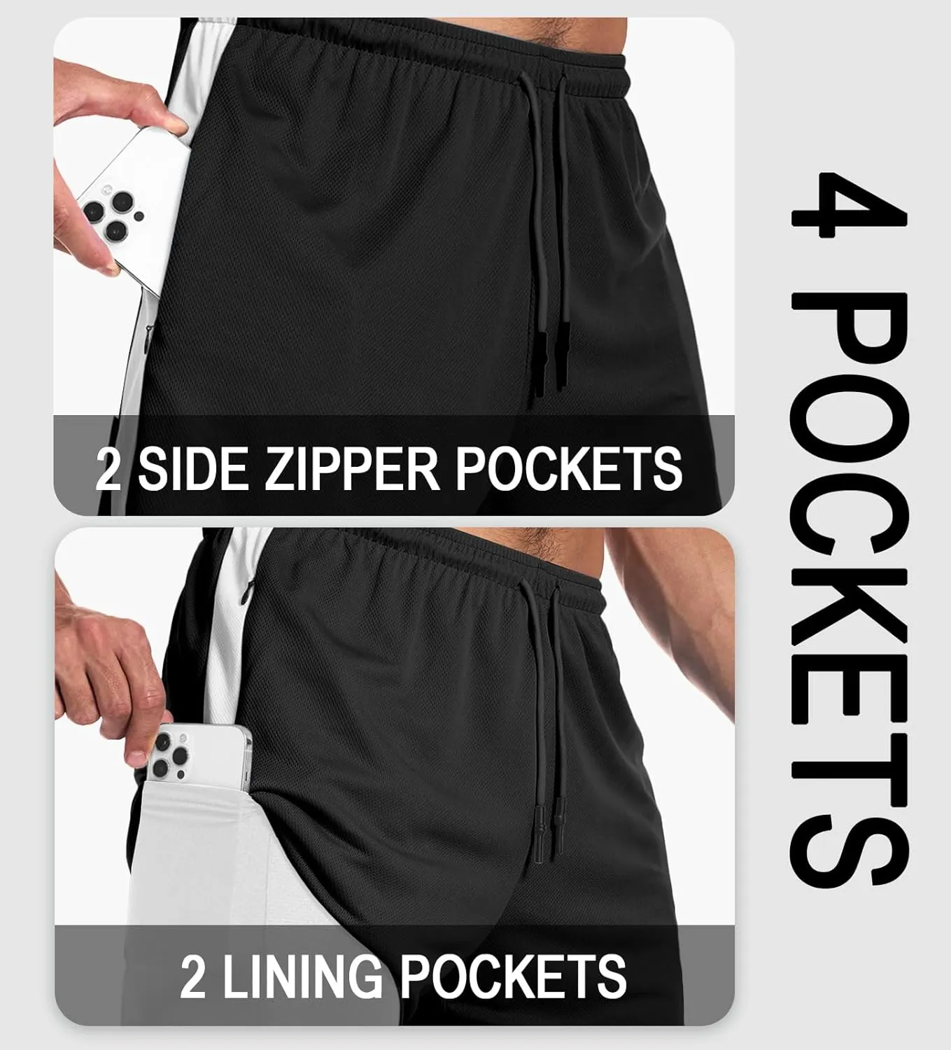 Aolesy Men's 2 in 1 Running Shorts Quick Dry Gym Shorts 5" Athletic Shorts Workout Shorts with Pockets