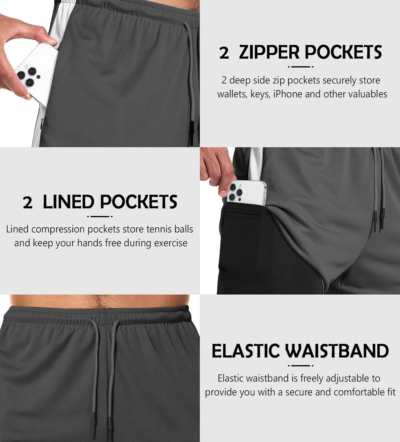 Aolesy Men's 2 in 1 Running Shorts Quick Dry Gym Shorts 5" Athletic Shorts Workout Shorts with Pockets
