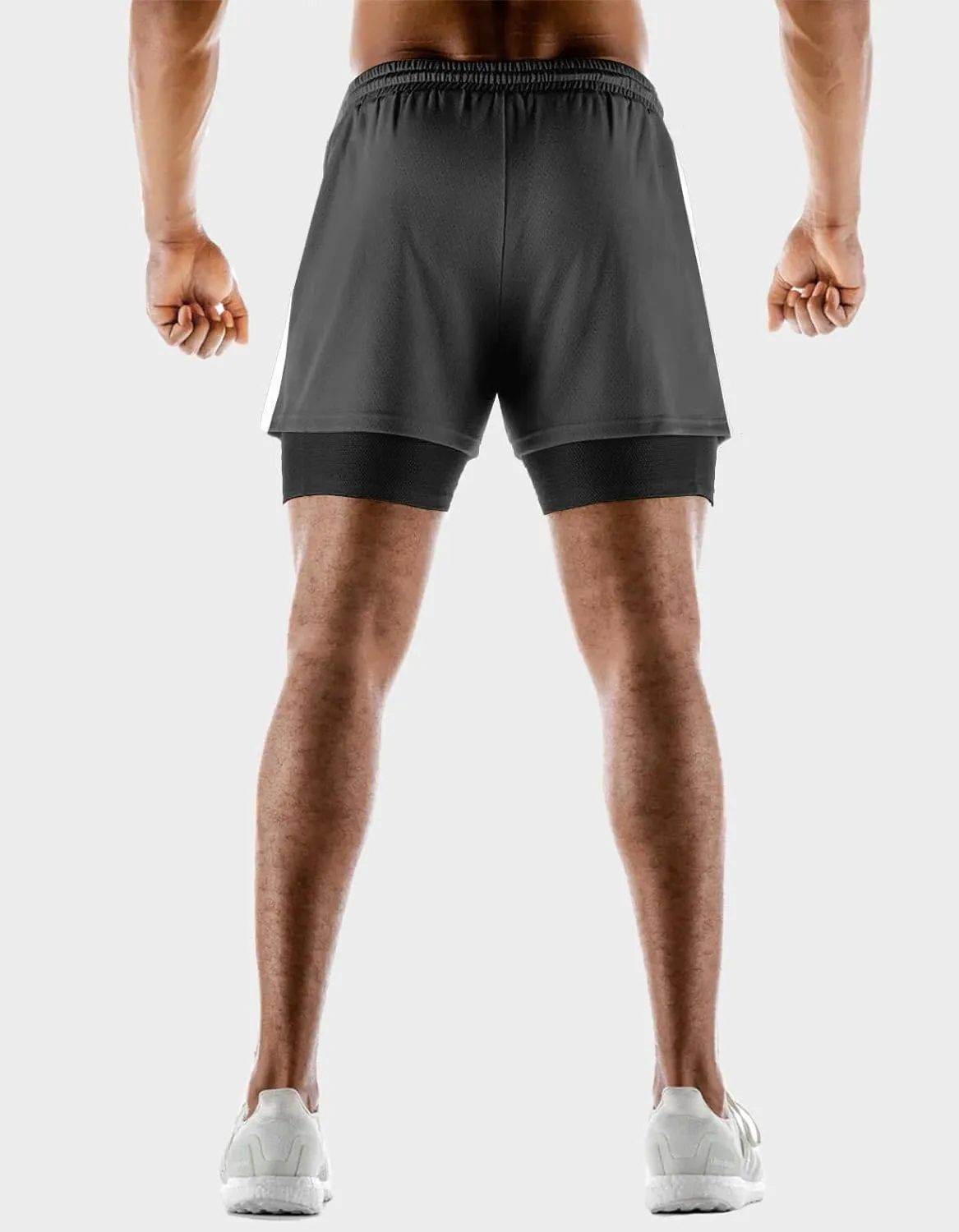 Aolesy Men's 2 in 1 Running Shorts Quick Dry Gym Shorts 5" Athletic Shorts Workout Shorts with Pockets