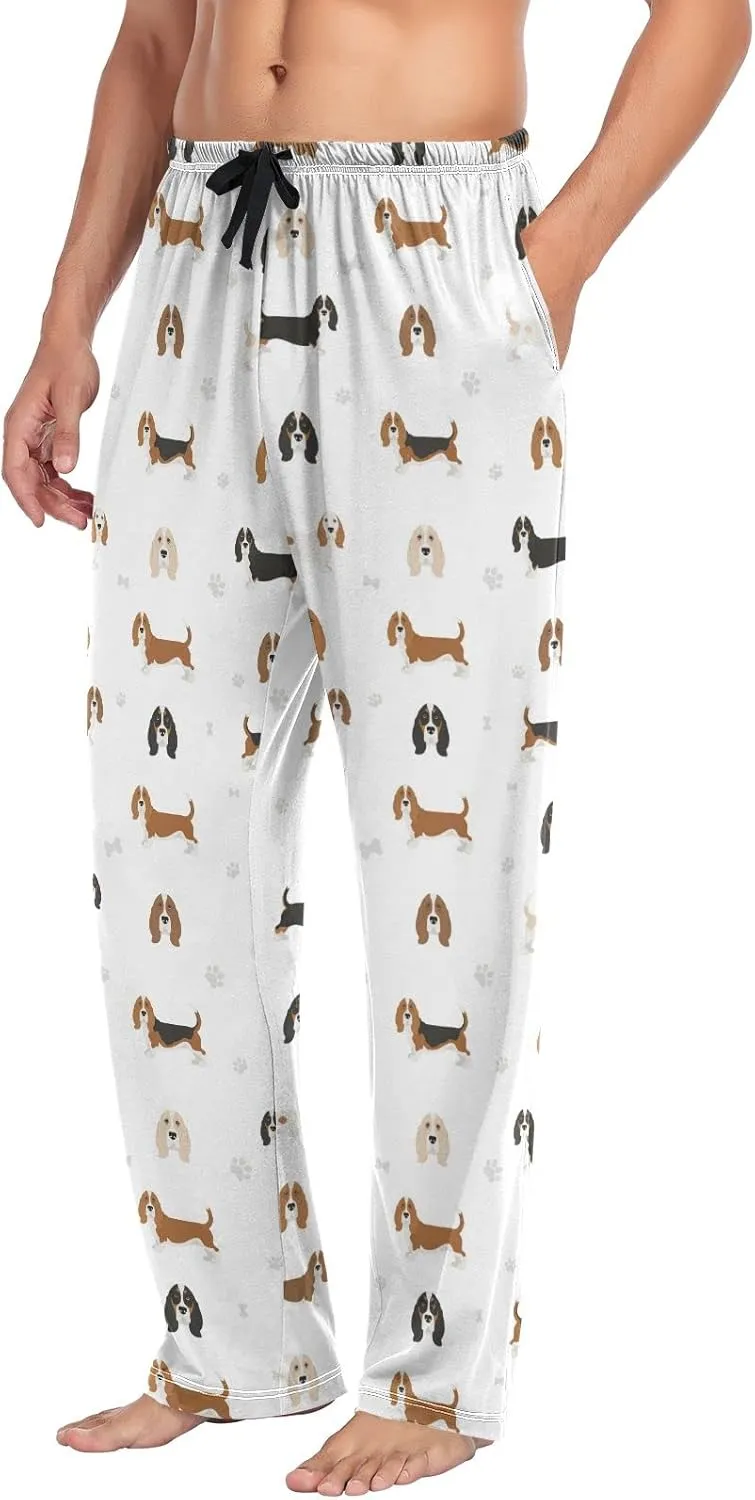 Basset Hound Puppy Pattern Men's Pajama Pants Sleepwear Lounge Pajama Bottoms