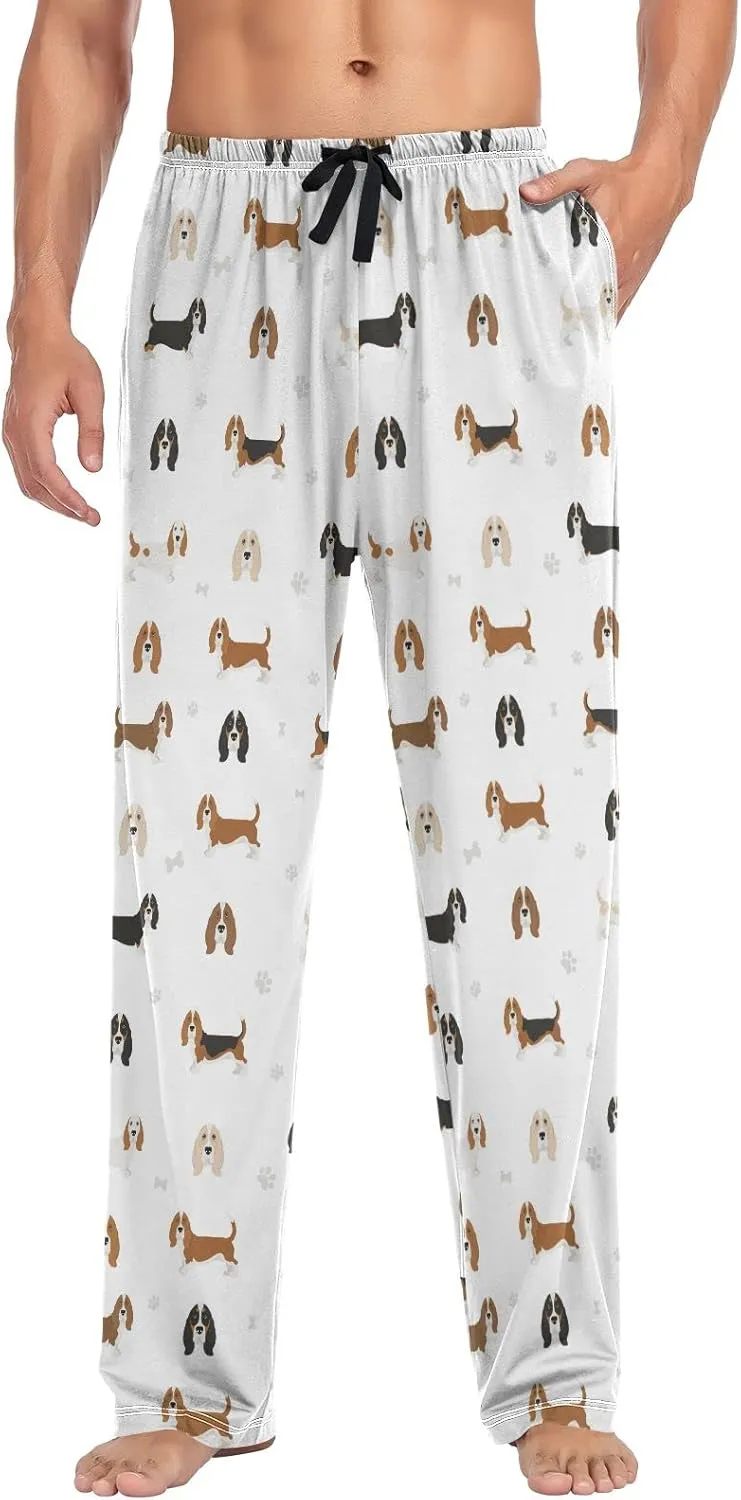 Basset Hound Puppy Pattern Men's Pajama Pants Sleepwear Lounge Pajama Bottoms