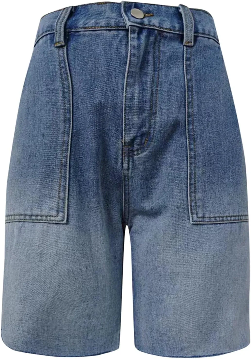 Bermuda Jean Denim Shorts for Women High Waisted Trendy Stretchy Jeans Shorts Knee Length Loose Fit Long Shorts
