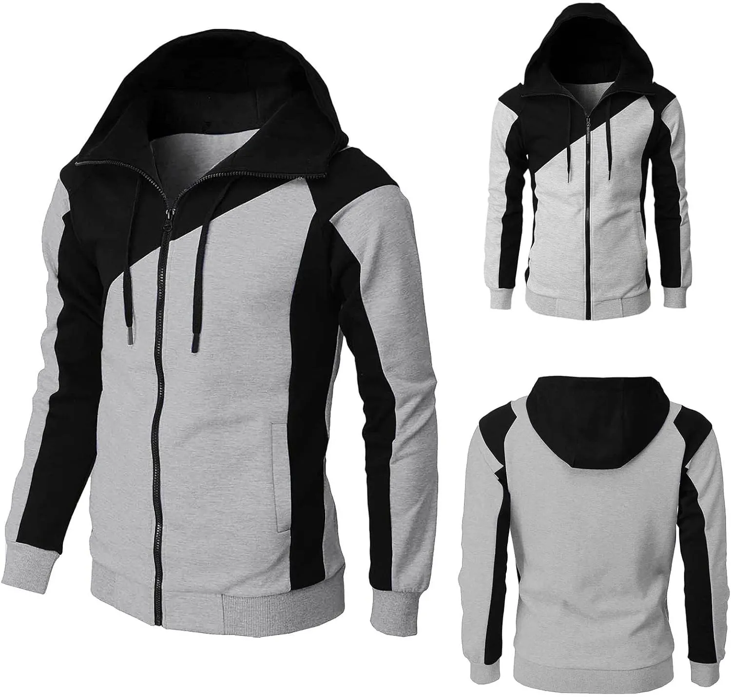 Blue Hoodie And Winter Casual Loose Solid Hooded Sweater Top Black Hoodies Men Zip Up Hoodie Men Mens Hoodie