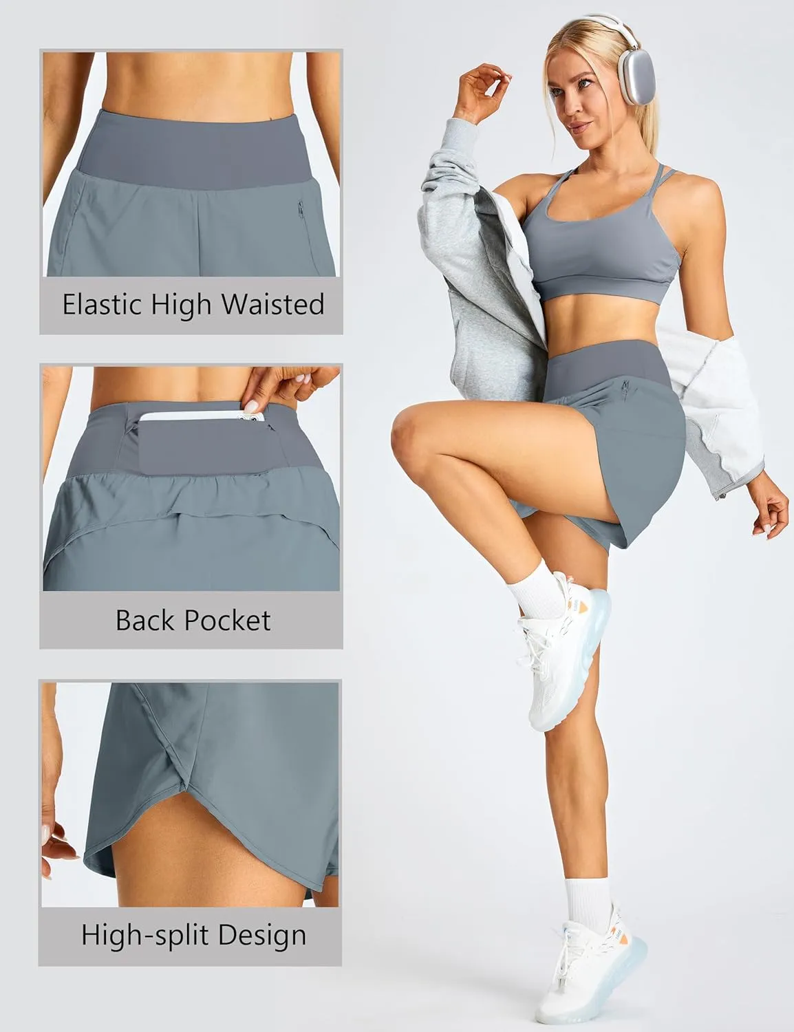 BMJL Women's Athletic Shorts Running High Waisted Shorts Pocket Sporty Workout Shorts Quick Dry Gym Shorts Pants