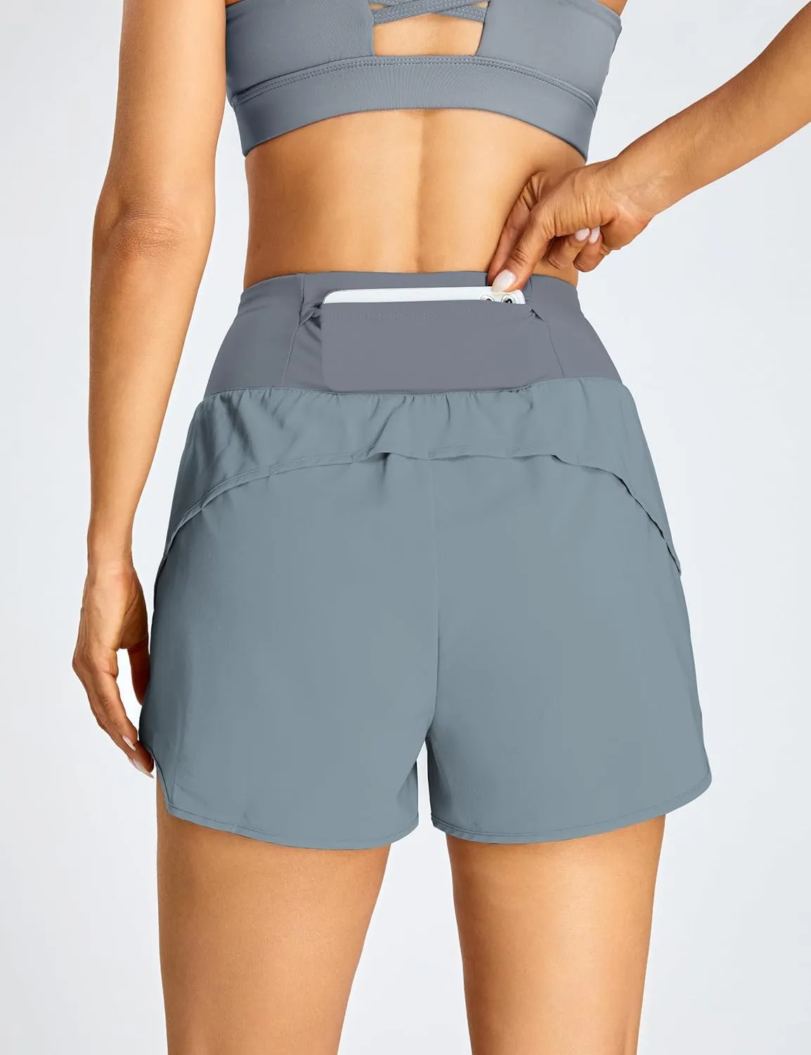 BMJL Women's Athletic Shorts Running High Waisted Shorts Pocket Sporty Workout Shorts Quick Dry Gym Shorts Pants