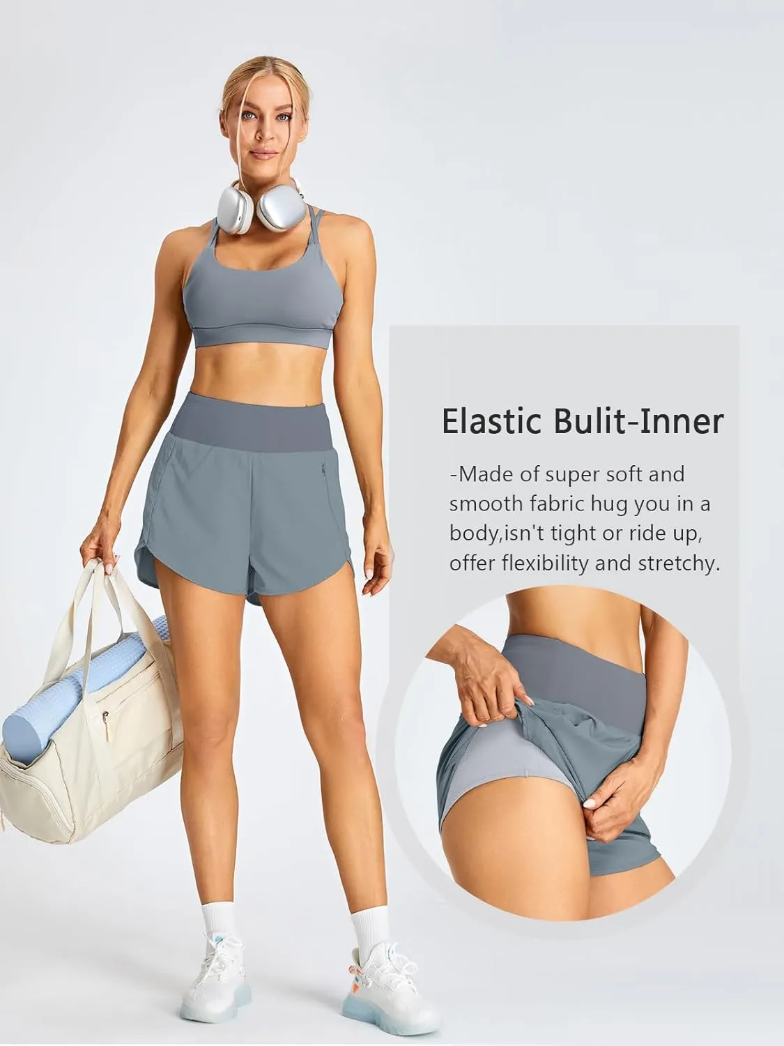 BMJL Women's Athletic Shorts Running High Waisted Shorts Pocket Sporty Workout Shorts Quick Dry Gym Shorts Pants