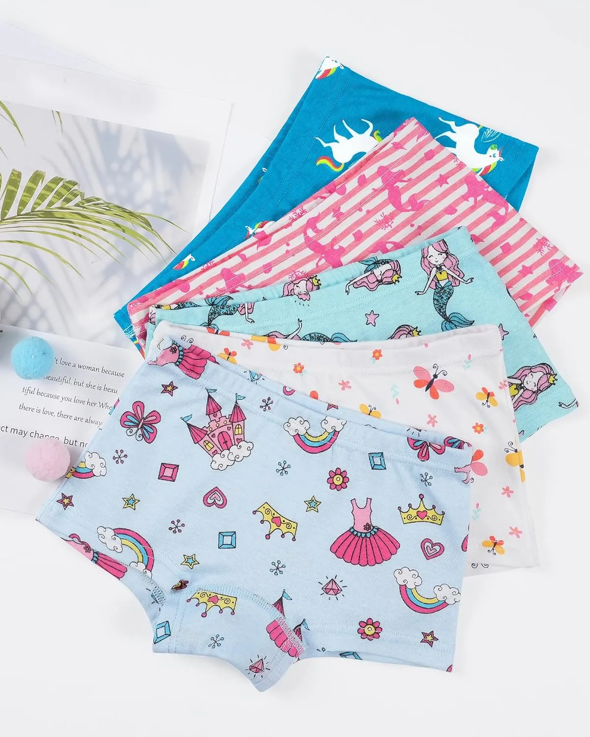 BOOPH Girls Underwear Baby Toddler Panties 5 Pack Briefs Boyshort for 2-8Y