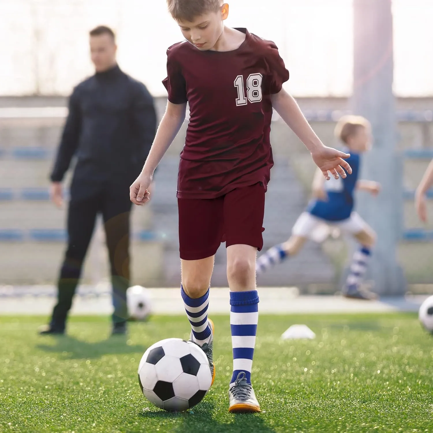 Boys Athletic Shorts Elastic Basketball Shorts Quick Dry Youth Shorts Sports Soccer Shorts for Boys with Pockets