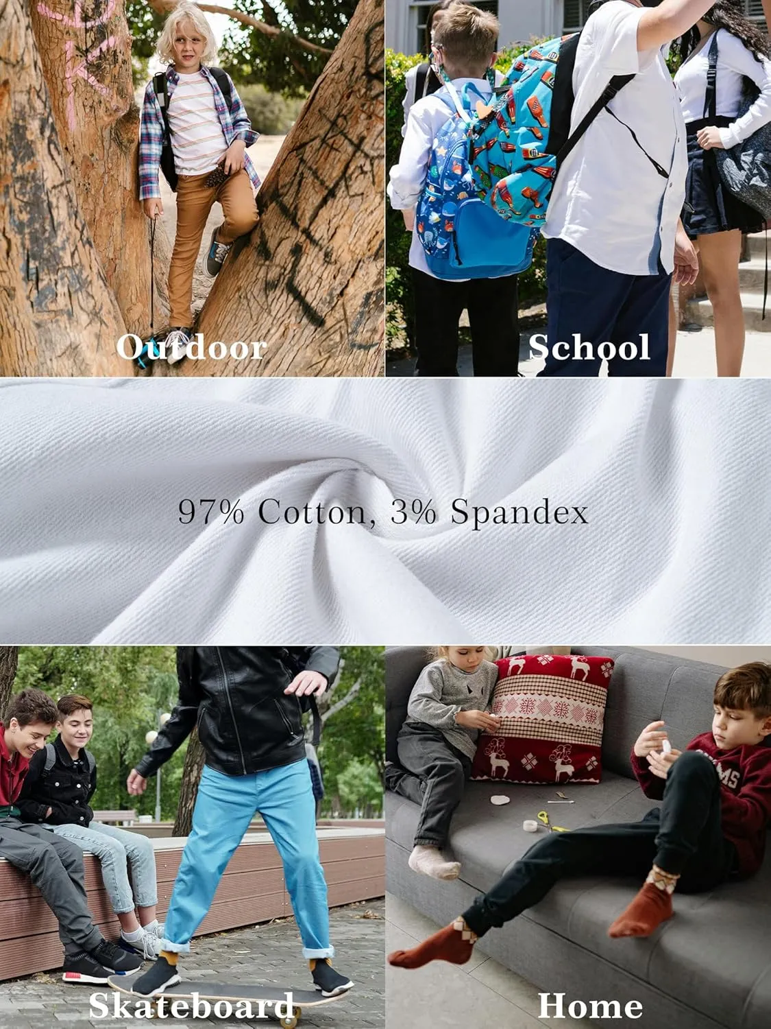 Boys Cargo Joggers Elastic Waist Pants Kids Twill School Jogging Trousers Bottoms