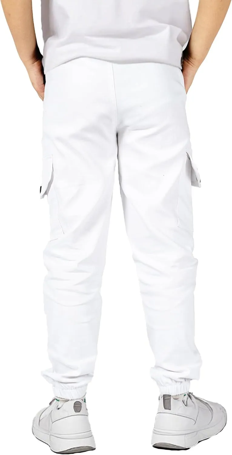 Boys Cargo Joggers Elastic Waist Pants Kids Twill School Jogging Trousers Bottoms