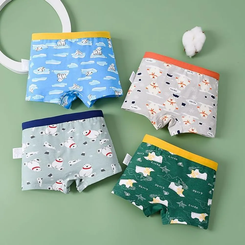 Boys Cotton Boxer Briefs Dinosaur Polar Bear Toddler Kids Underwear 12 Pack, 1-13 Years