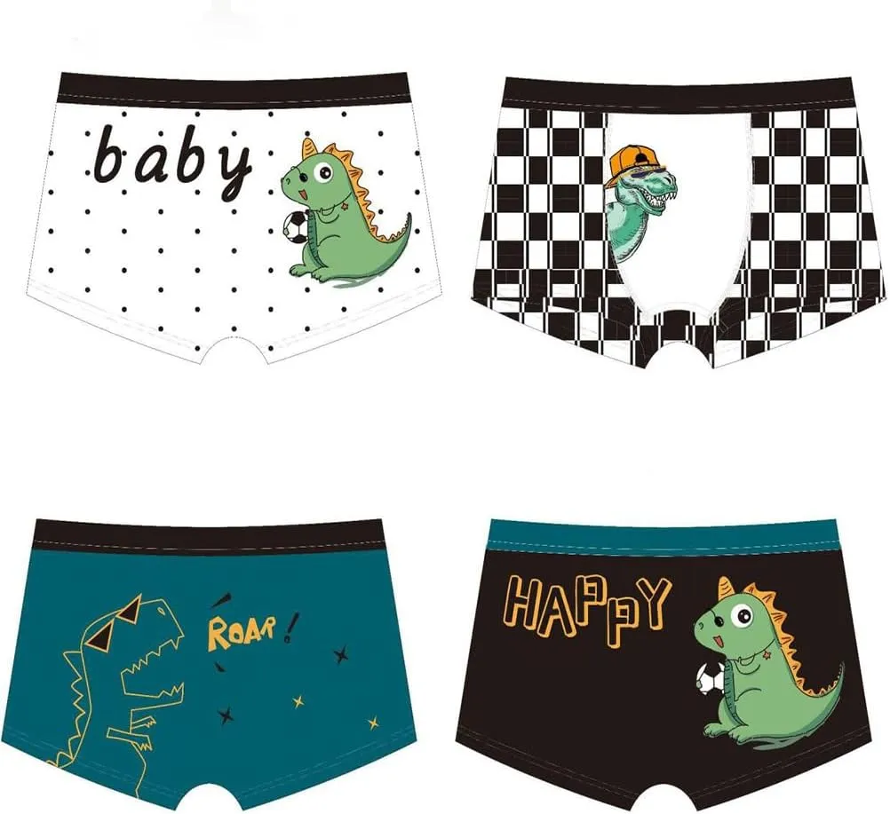 Boys Cotton Boxer Briefs Dinosaur Polar Bear Toddler Kids Underwear 12 Pack, 1-13 Years