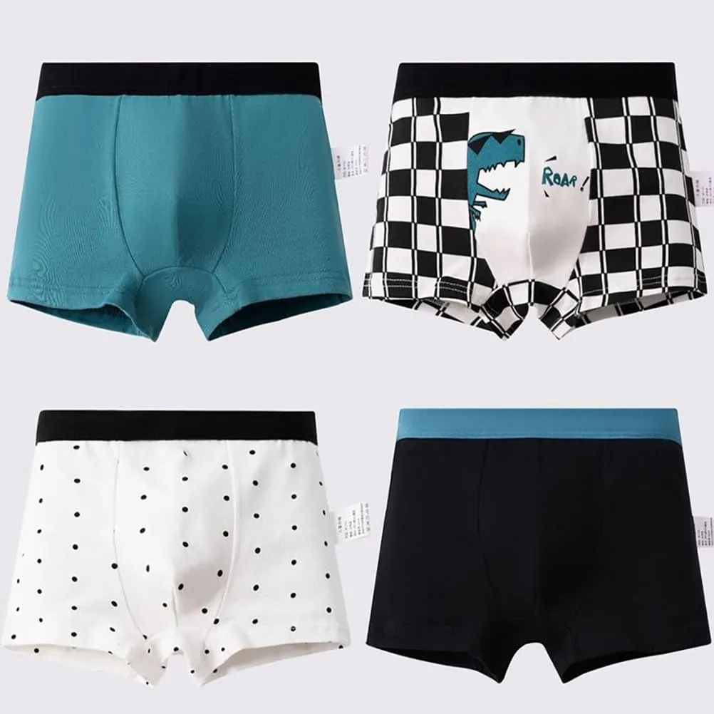 Boys Cotton Boxer Briefs Dinosaur Polar Bear Toddler Kids Underwear 12 Pack, 1-13 Years