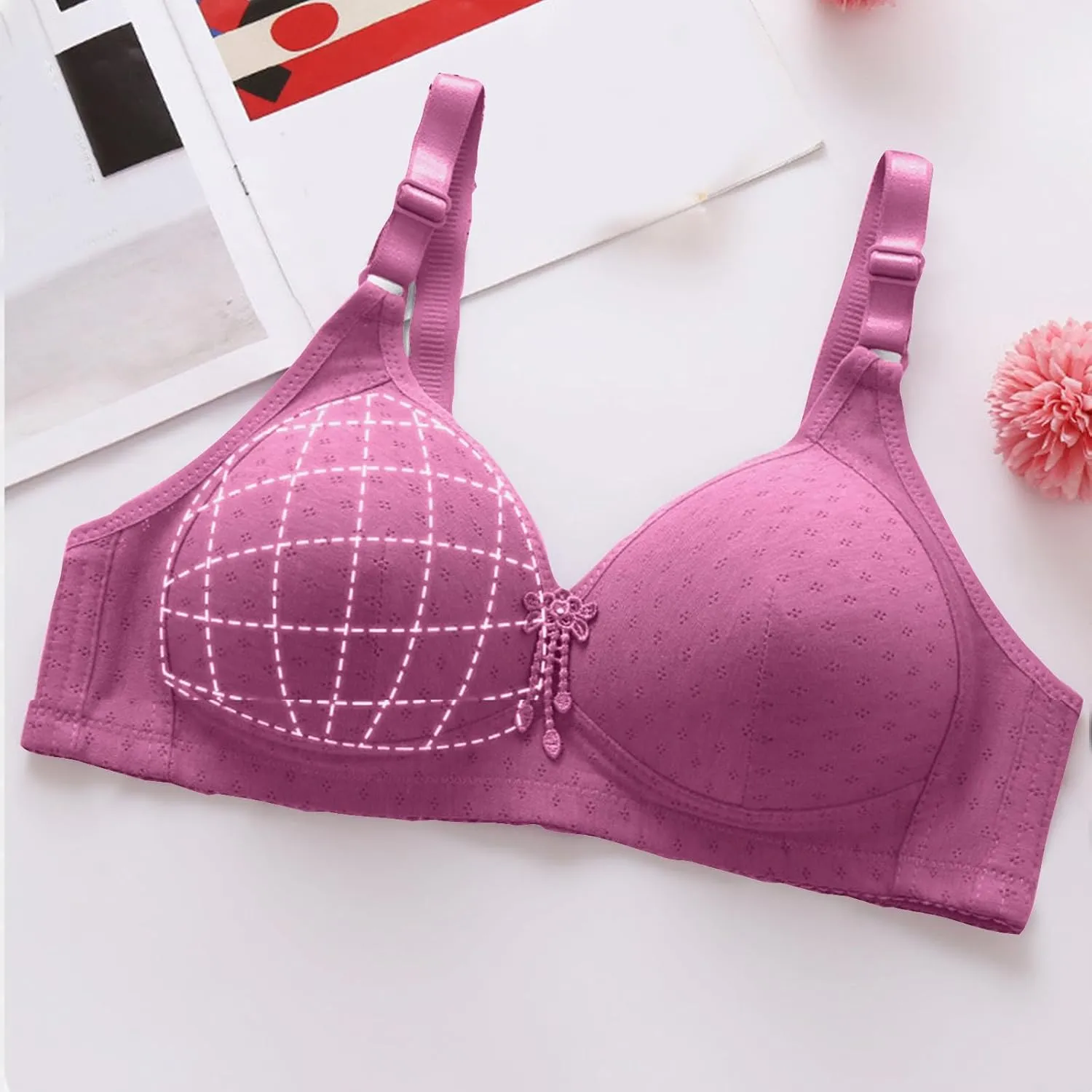 Bras for Women No Underwire Full Coverage Bra Comfortable Seamless Wireless Bras Adjustable Straps Everyday Bra