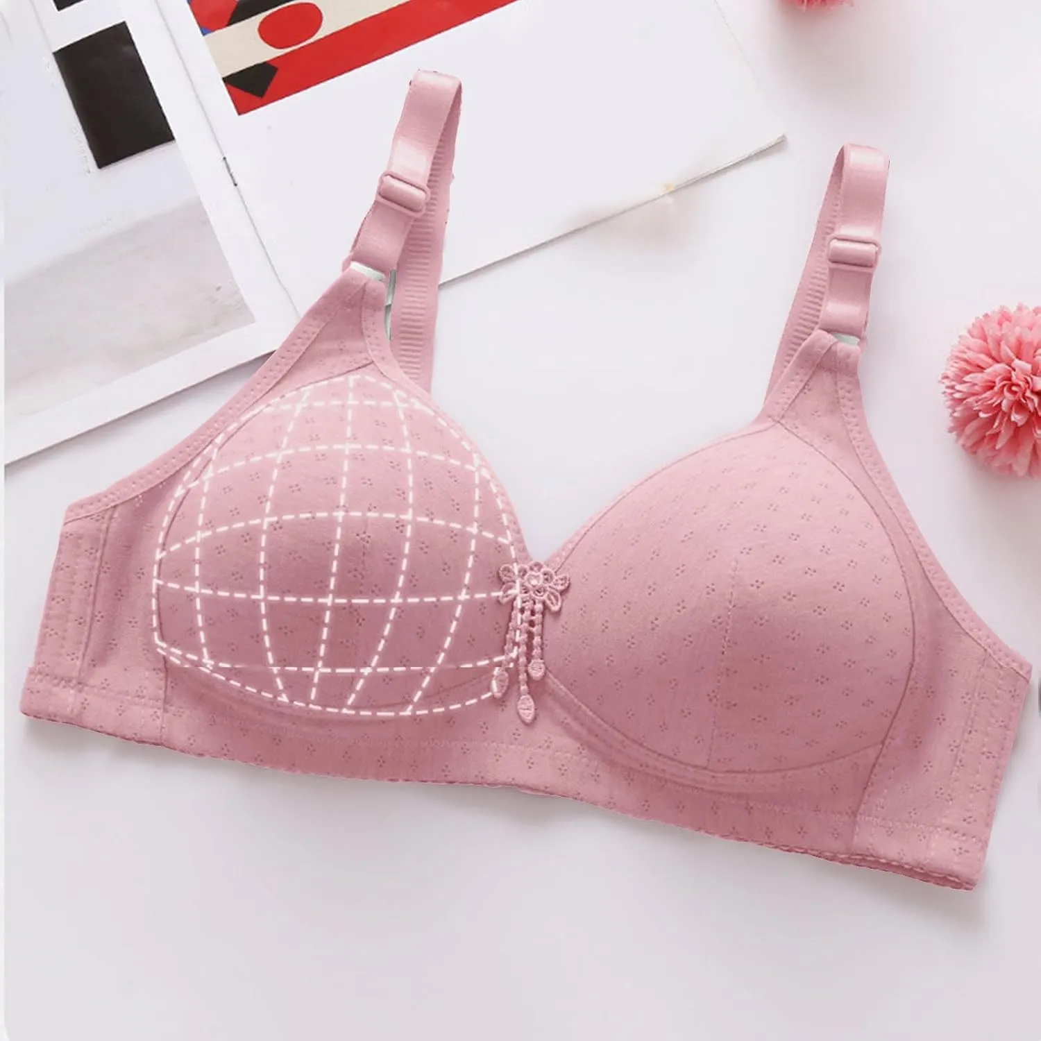Bras for Women No Underwire Full Coverage Bra Comfortable Seamless Wireless Bras Adjustable Straps Everyday Bra
