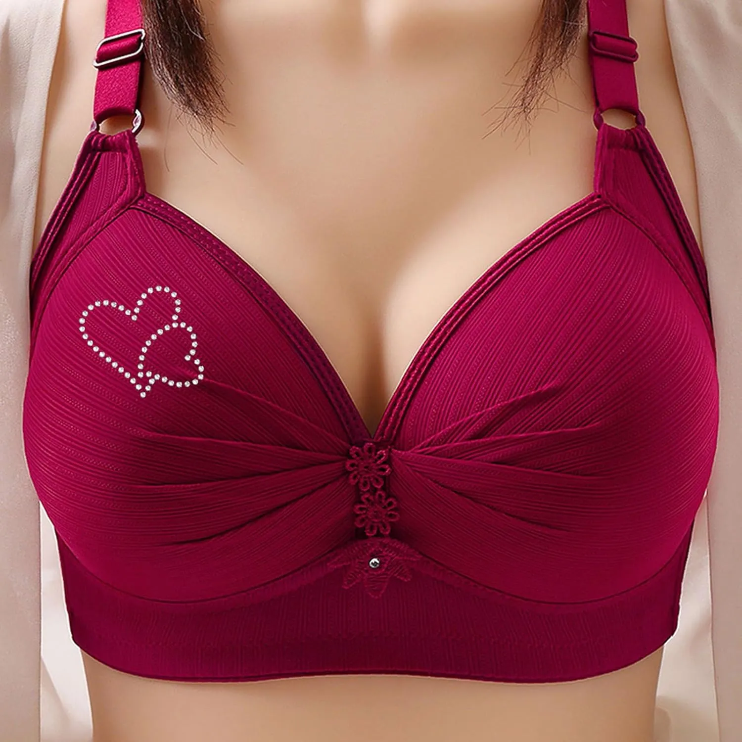 Bras for Women Sexy V Neck No Underwire Full Coverage and Lift Bra Large Breasts Comfortable Daily Wear Bras