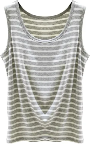 Built in Bra Tank Tops for Women Seamless Workout Tank Top with Built in Bra,Padded Racerback Stripe Athletic Yoga Camisole