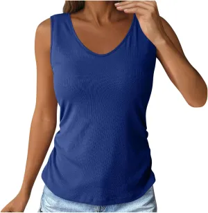 Built in Bra Tank Tops for Women Workout Casual Sleeveless Top Slim Fit V Neck Gym Cami Clothes 2025