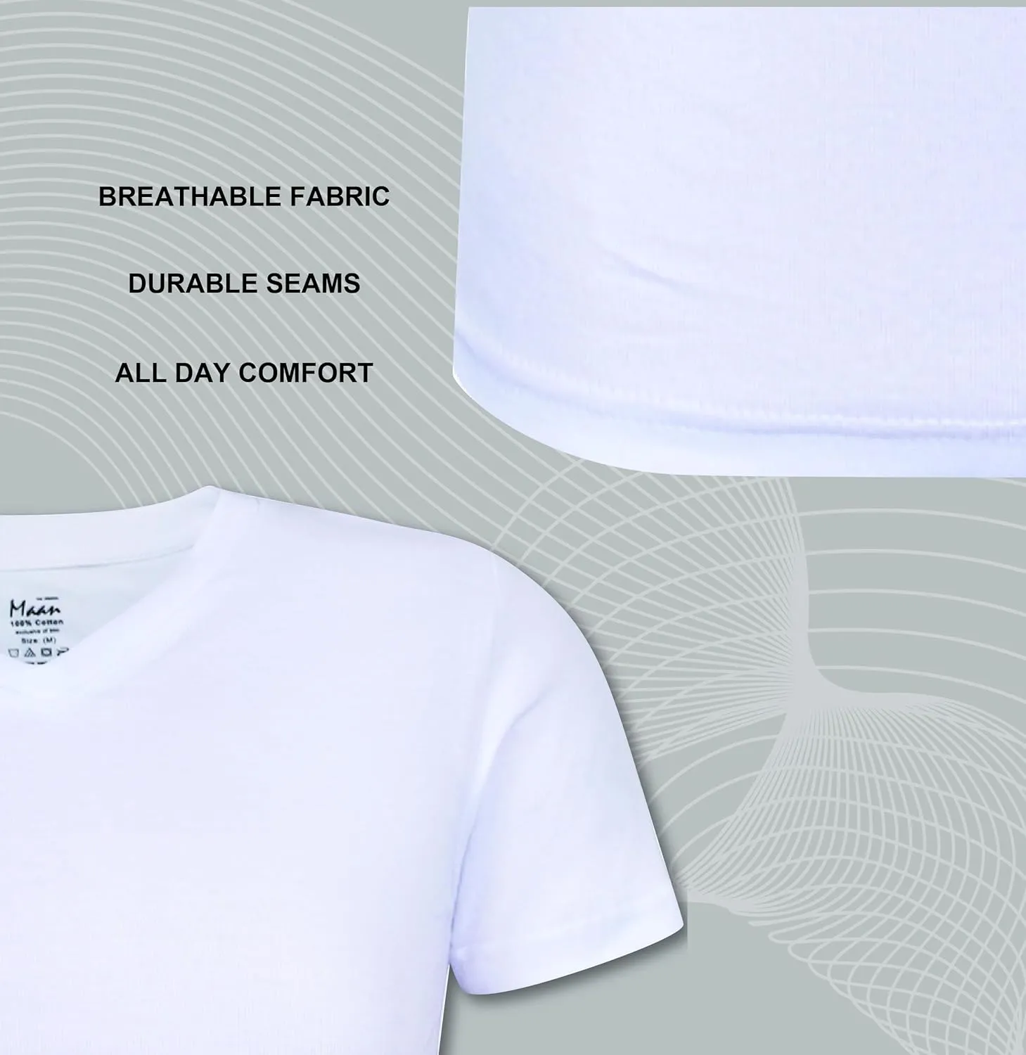 Buyless Fashion Big Boys Tagless V-Neck Soft Cotton Undershirts Short Sleeves T-Shirt (3 Pack)