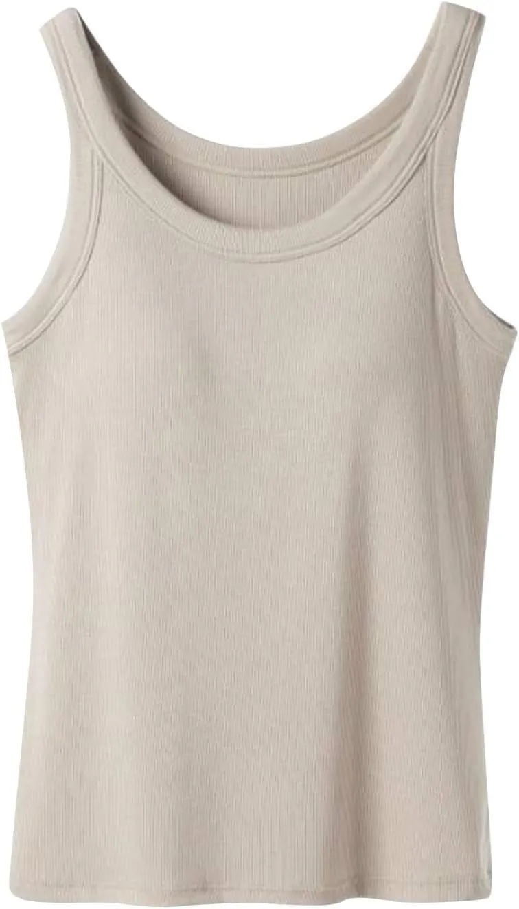 Camisole Tops for Women Built in Bra Adjustable Spaghetti Strap Tank Tops Basic Workout Summer Shelf Bra