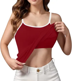 Camisole Tops for Women Built in Bra Adjustable Spaghetti Strap Workout Sport Shirts Basic Tank Layer Padded Bra