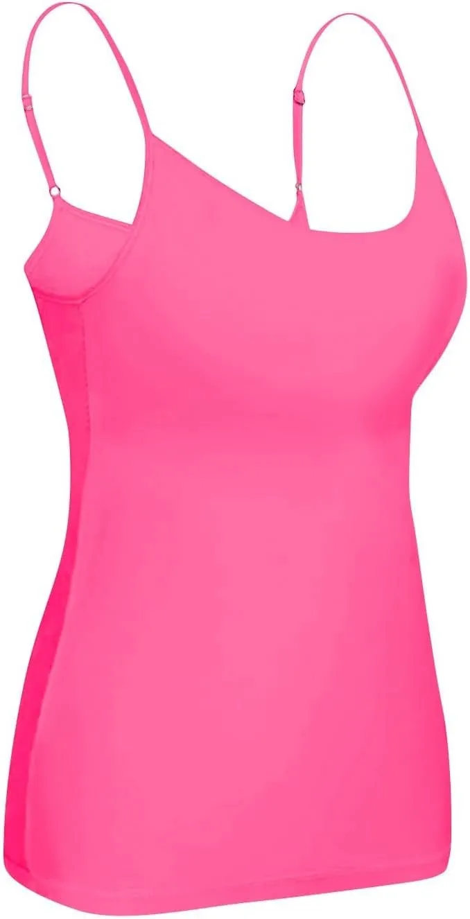 Camisole Tops for Women Built in Bra Adjustable Spaghetti Strap Workout Sport Shirts Basic Tank Layer Padded Bra